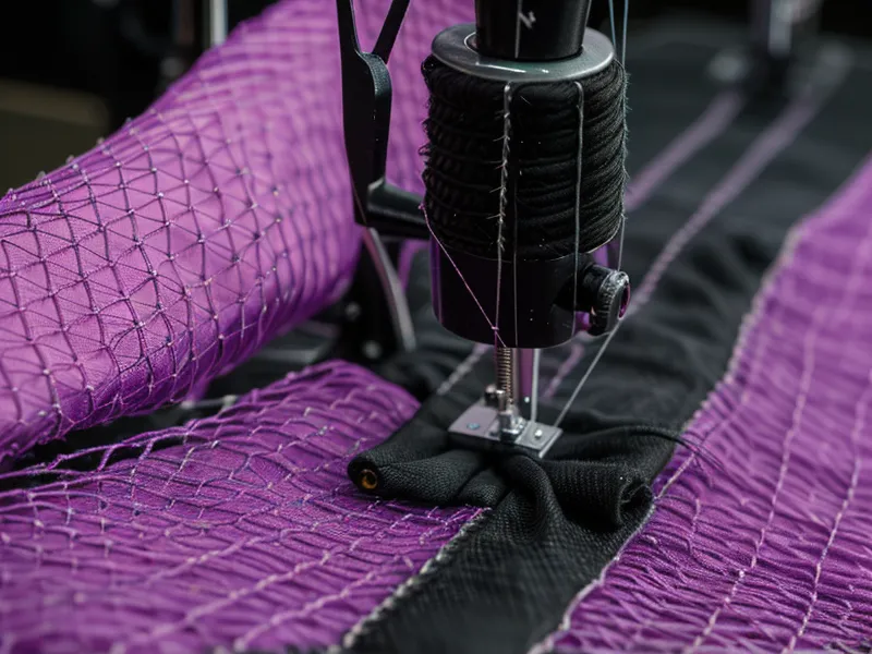 Panel de power net cosido sobre lycra técnica para el soporte interno del traje de baño