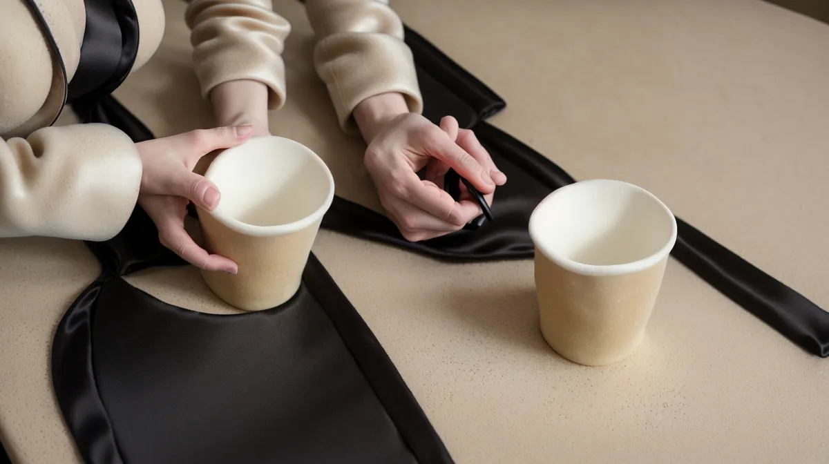 Copas preformadas ubicadas con técnica de costura avanzada para lograr un realce natural en un proyecto de moldería y corsetería
